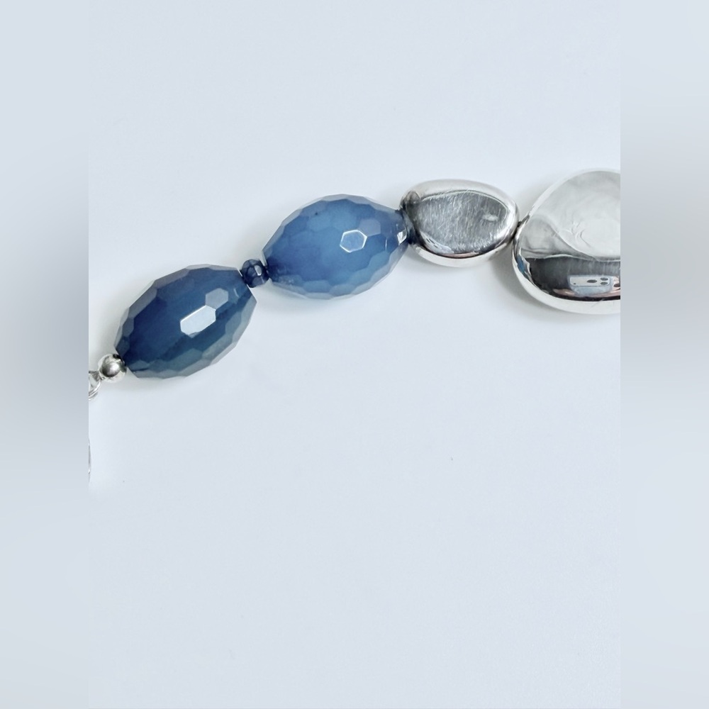 Vintage RARE HTF Robert Lee Morris Sterling Faceted Blue Stone Toggle Bracelet - Picture 9 of 16